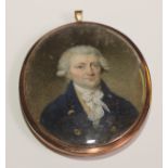 English School, 18th century, a portrait miniature on ivory, of a gentleman, head and shoulders,