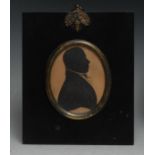 English School (19th century), a silhouette, of a gentleman, bust length in profile, watercolour,