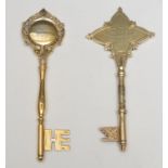 Copoclephily - an Elizabeth II silver-gilt presentation key, Presented to Lord Brocket, Chairman