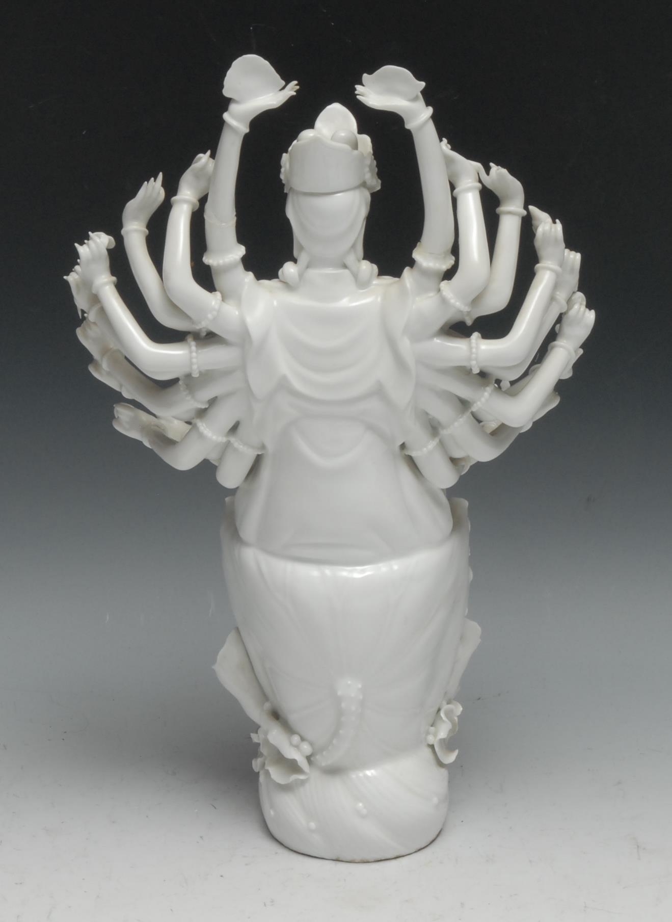 A Chinese Buddhist blanc de chine figure, of Avalokiteshvara, 33.5cm high - Image 2 of 2