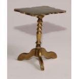 Maritime Salvage - an interesting 19th century brass miniature tripod occasional table or candle