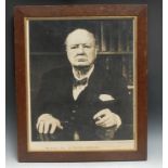 Winston Churchill - black and white photographic portrait, after a photograph taken for the Sunday