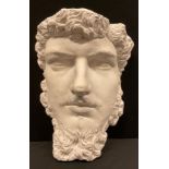 A museum type plaster cast, mask of Zeus, 35cm long