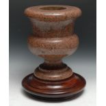 A Neo-Classical design Scottish granite campana table urn, 32cm high, 25cm diam, associated turned