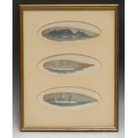 South African School (early 20th century) A set of three silver leaf paintings, of sail and steam