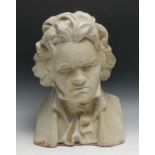 A plaster library bust, of Ludwig van Beethoven, 40cm high