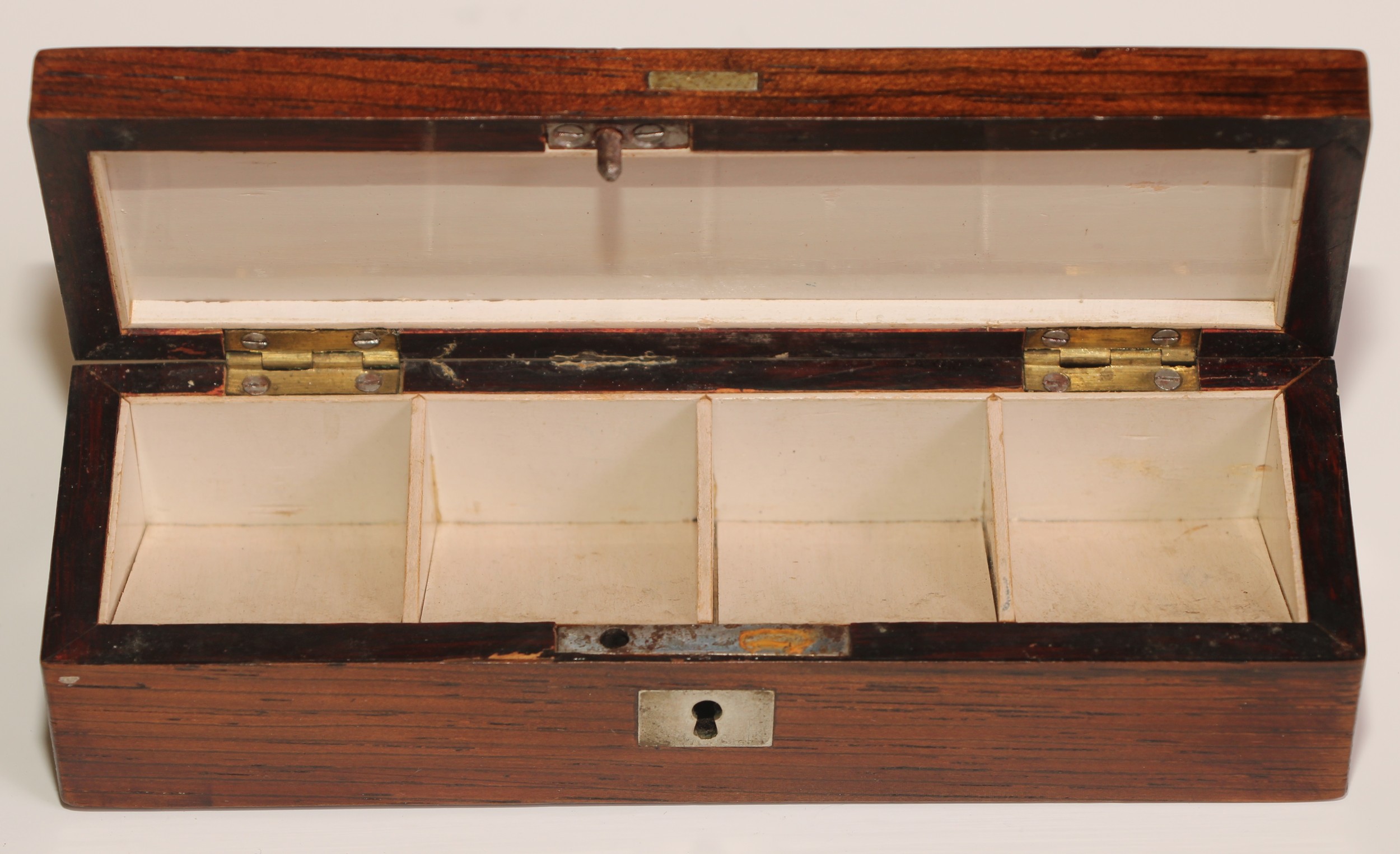 A Continental pietra dura and rosewood rectangular stamp box, hinged cover inlaid with specimen - Image 2 of 4