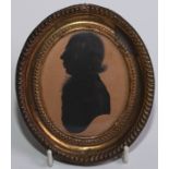 English School (19th century), a silhouette, of a gentleman with wispy hair, bust length in profile,