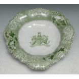 London Livery Companies - a Copeland Late Spode armorial dish, Transfer printed in green with the