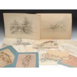 A folio of late 18th/19th century sketches, Giuseppe Mazza (Milan 1871 - 1884) Bridge Across a