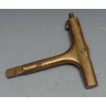 Copoclephily - a 19th century brass carriage key, the T-shaped haft enclosing a further folding door