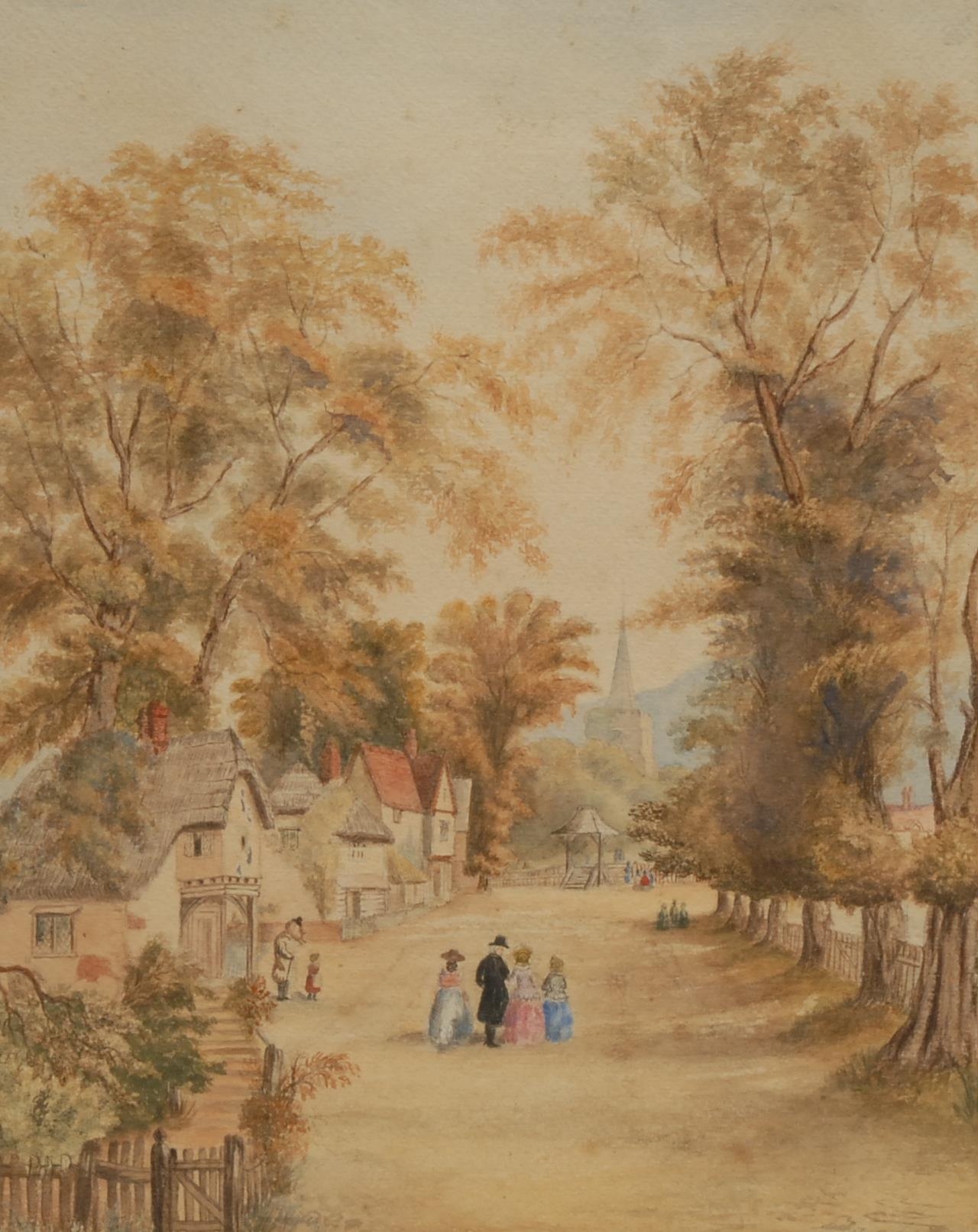 English School (early 19th century) The Promenade to Church watercolour, 34cm x 27cm - Image 2 of 3