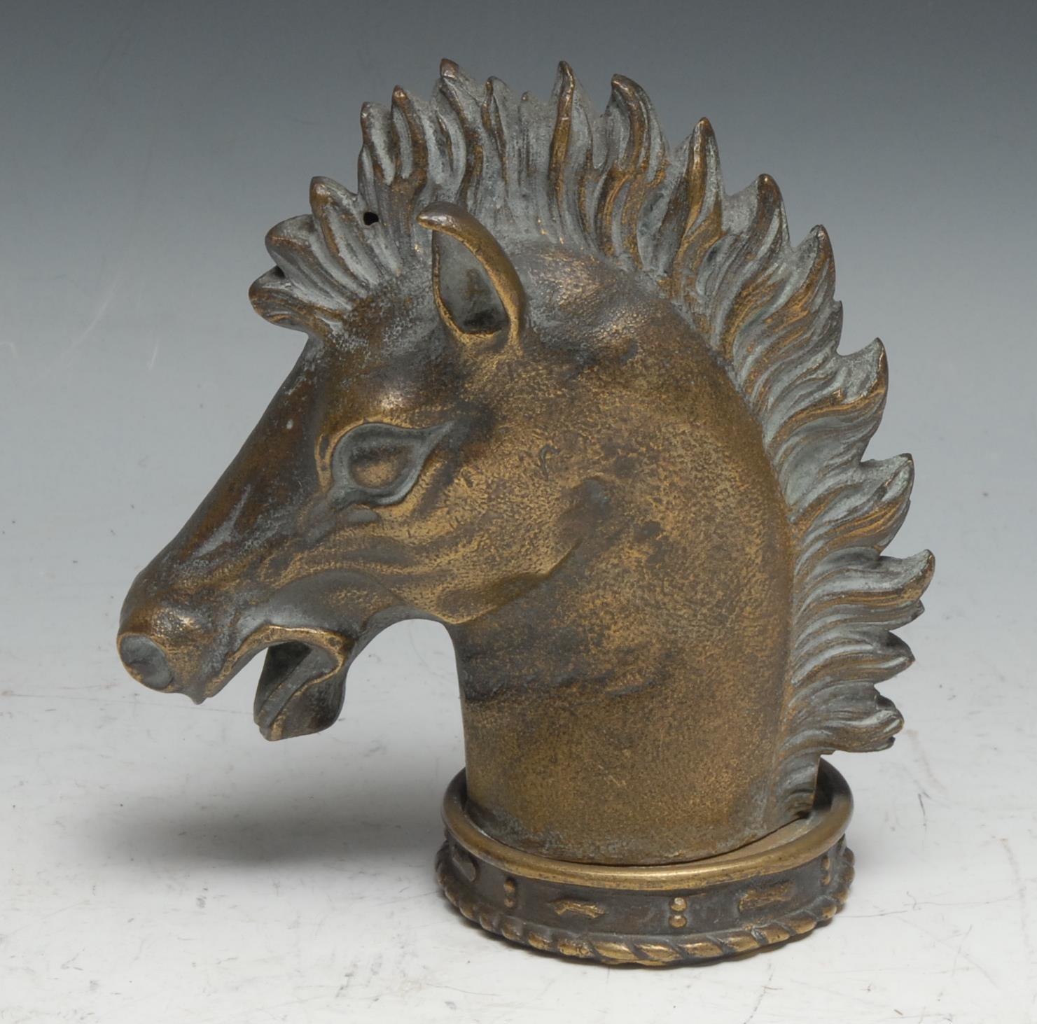 Automobilia- an early 20th century brass car mascot, cast as a horse's head, 14cm high - Image 2 of 2