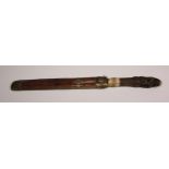 An Indonesian dagger, 27.5cm blade, carved horn figural handle,