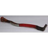 Folk Art - a substantial thorn wood walking stick or cudgel, painted in polychrome as the head of