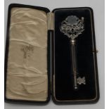 Copoclephily - an Arts and Crafts silver presentation key, Presented by Leyland Construction Co