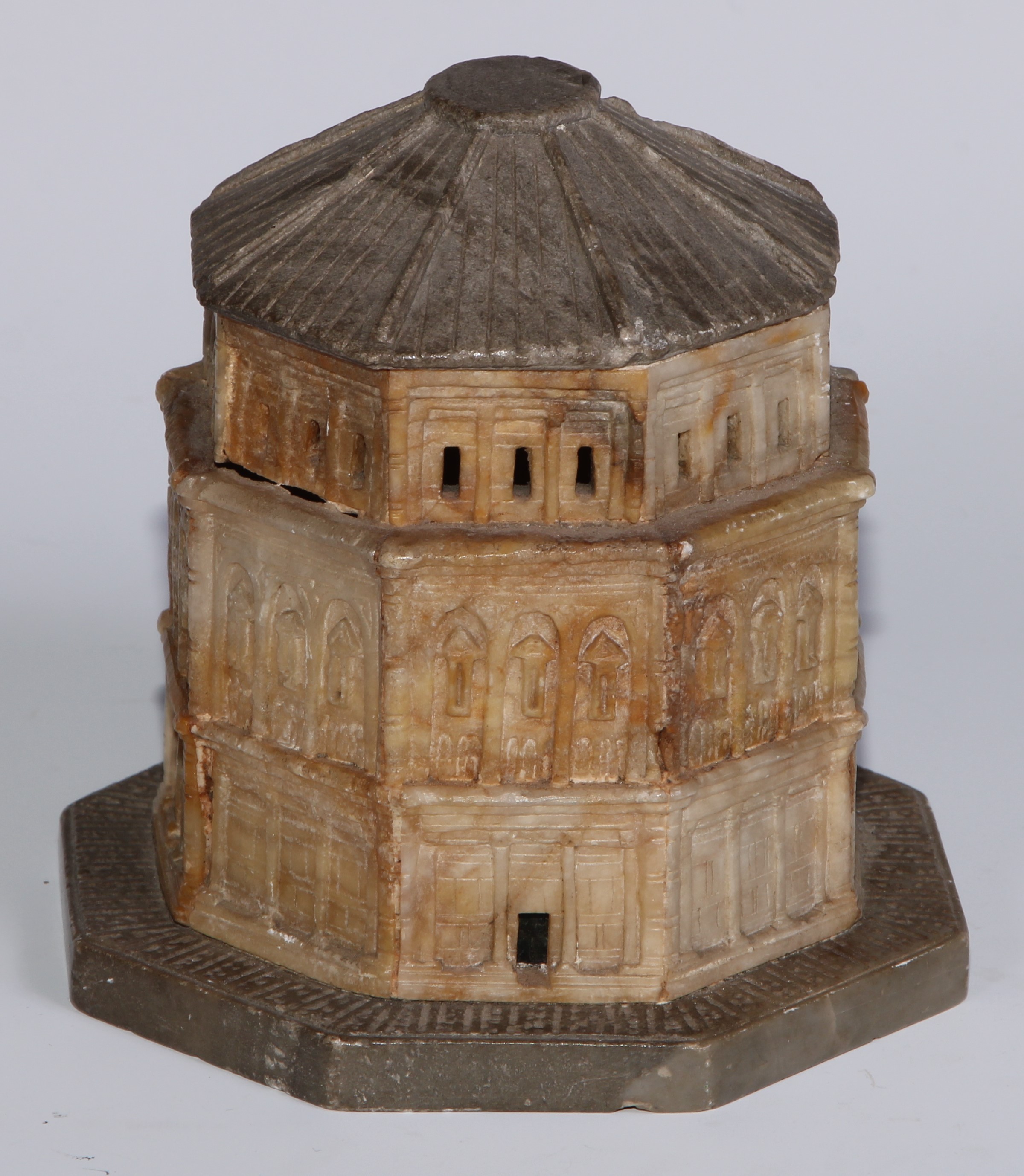 A Grand Tour alabaster architectural model, 11cm high - Image 4 of 4