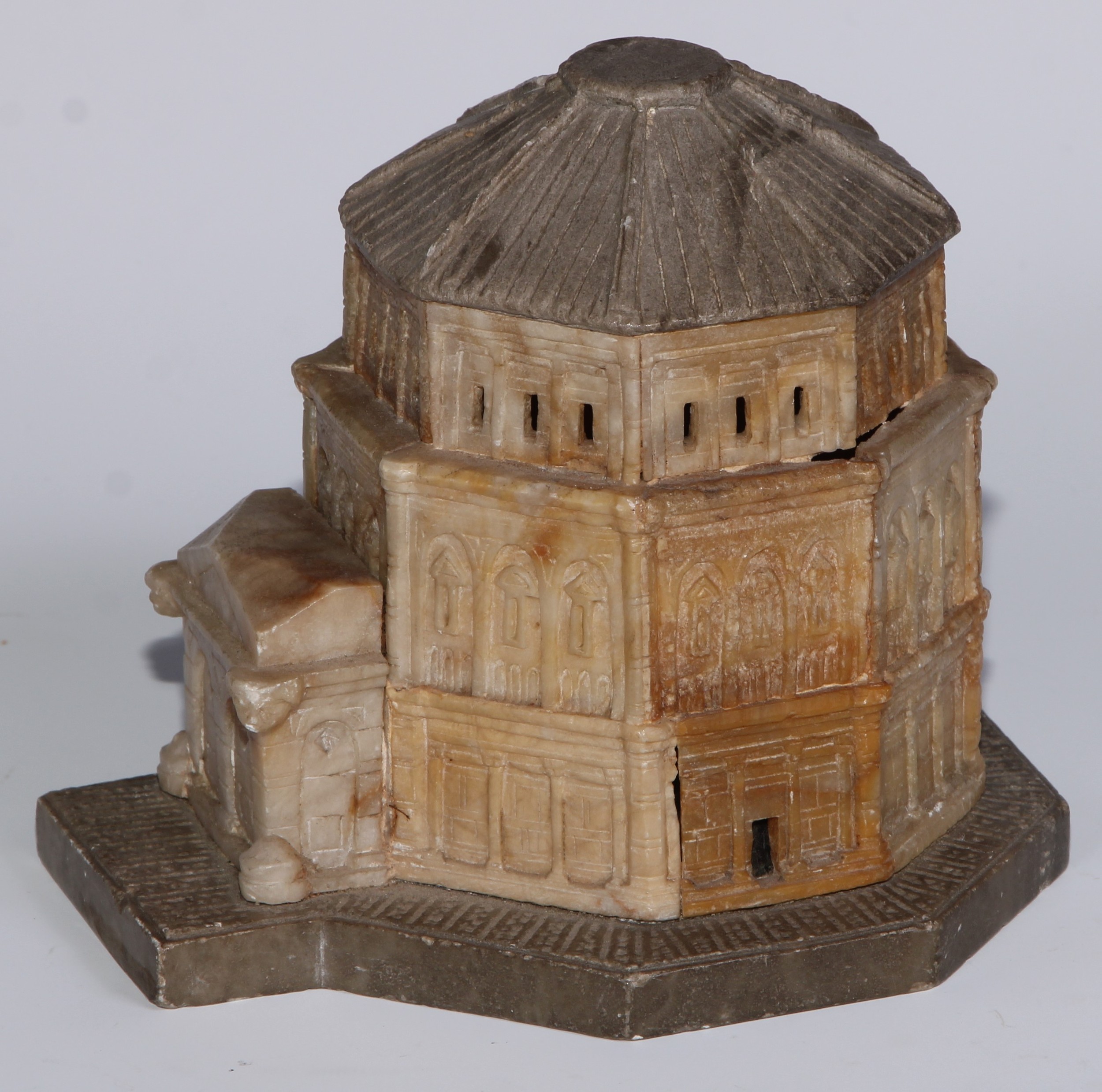 A Grand Tour alabaster architectural model, 11cm high - Image 3 of 4