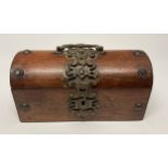 A 19th century bronze mounted rosewood domed rectangular casket, hinged cover with swing handle,