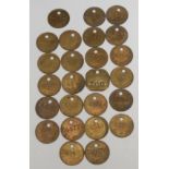 Coal Mining Interest: a collection of brass uniface and pierced coal miners' tallies or pit