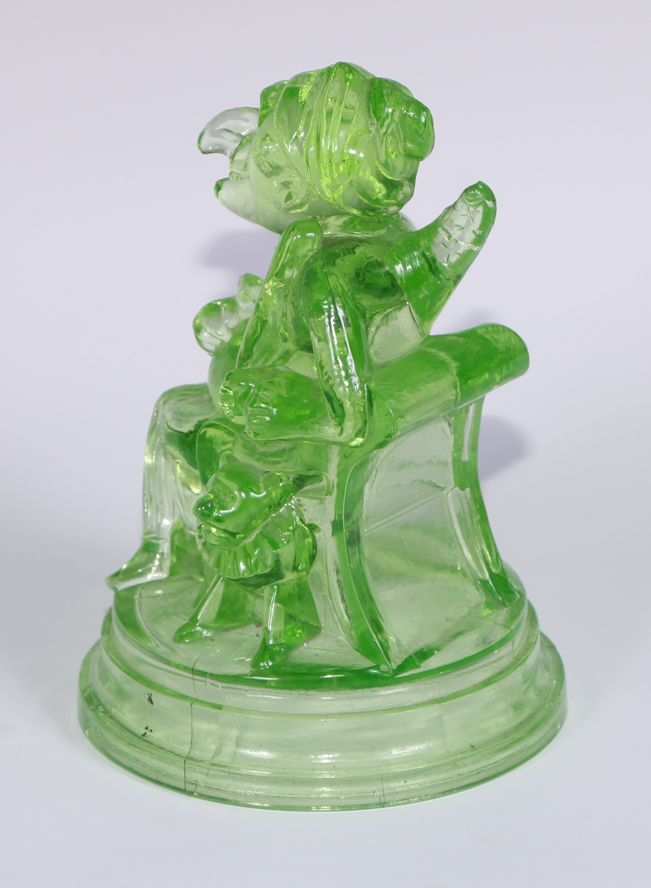 A pair of John Derbyshire press moulded uranium glass models, of Mr Punch and Judy, circular - Image 10 of 11