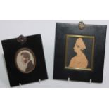 English School (19th century), a cut-paper portrait miniature, of a lady wearing a coral necklace,