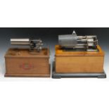 An early 20th century cylinder phonograph, the case 24cm wide; another, French (2)