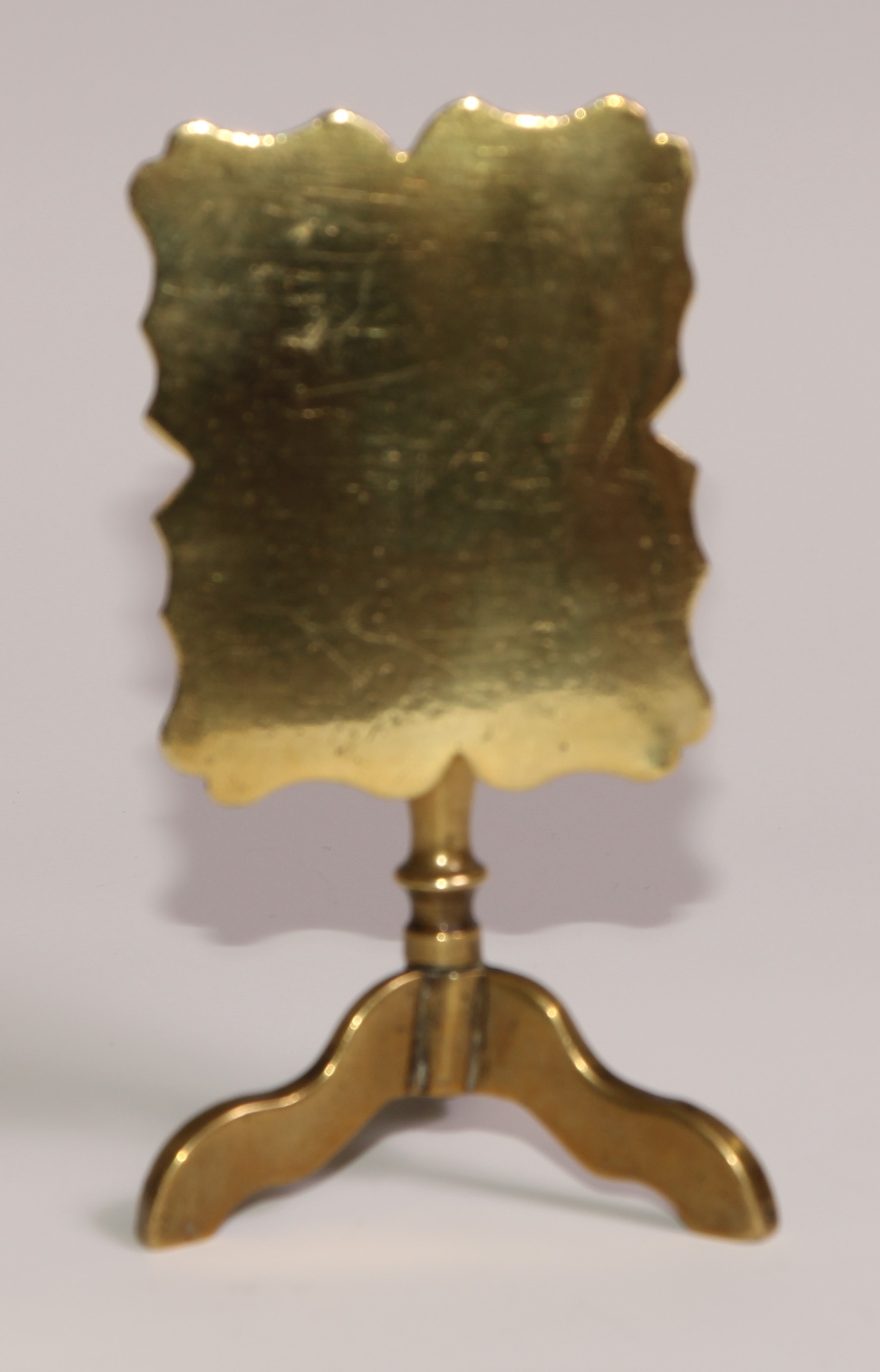 Maritime Salvage - an interesting 19th century brass miniature tripod occasional table or candle - Image 2 of 3
