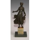 A museum type bronzed composition figure, of Venus, plinth base, 29cm high