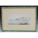 Maltese School (early 20th century) Grand Harbour, Valletta watercolour, 11.5cm x 23cm