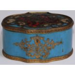 A 19th century French gilt brass mounted tortoiseshell and 'boulle' shaped serpentine casket, the