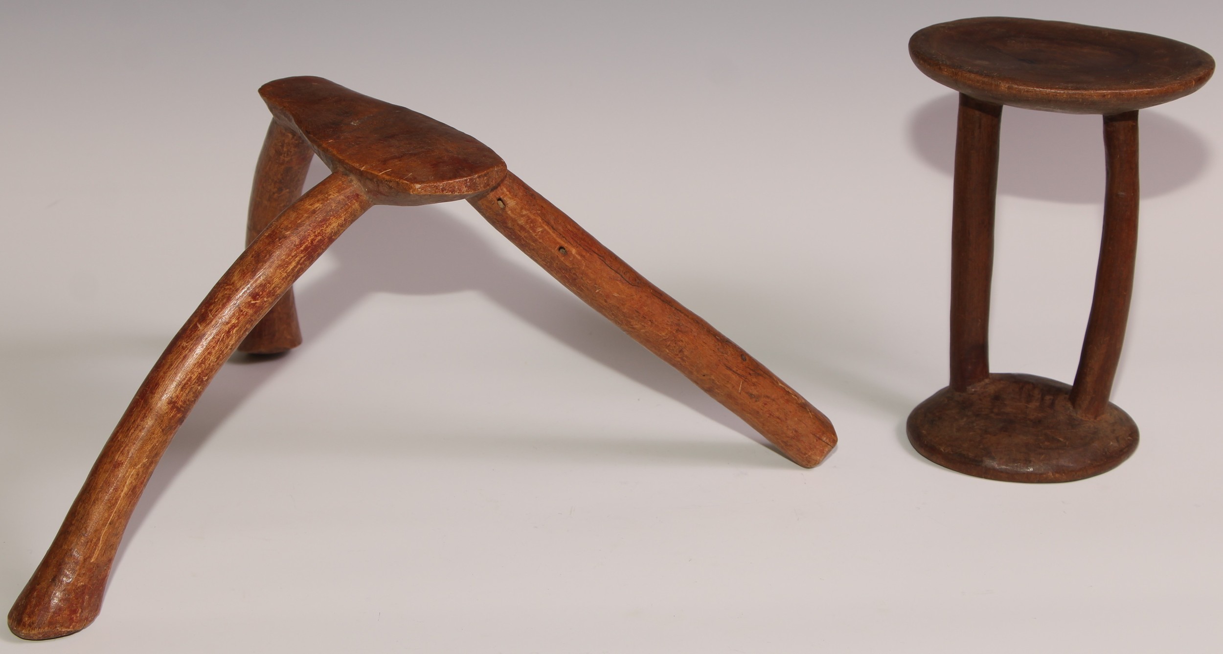 Tribal Art - an East African stool or headrest, possibly Pokot, 19cm high; another (2)