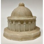 A Grand Tour alabaster architectural model, of a rotunda, 9.5cm diam