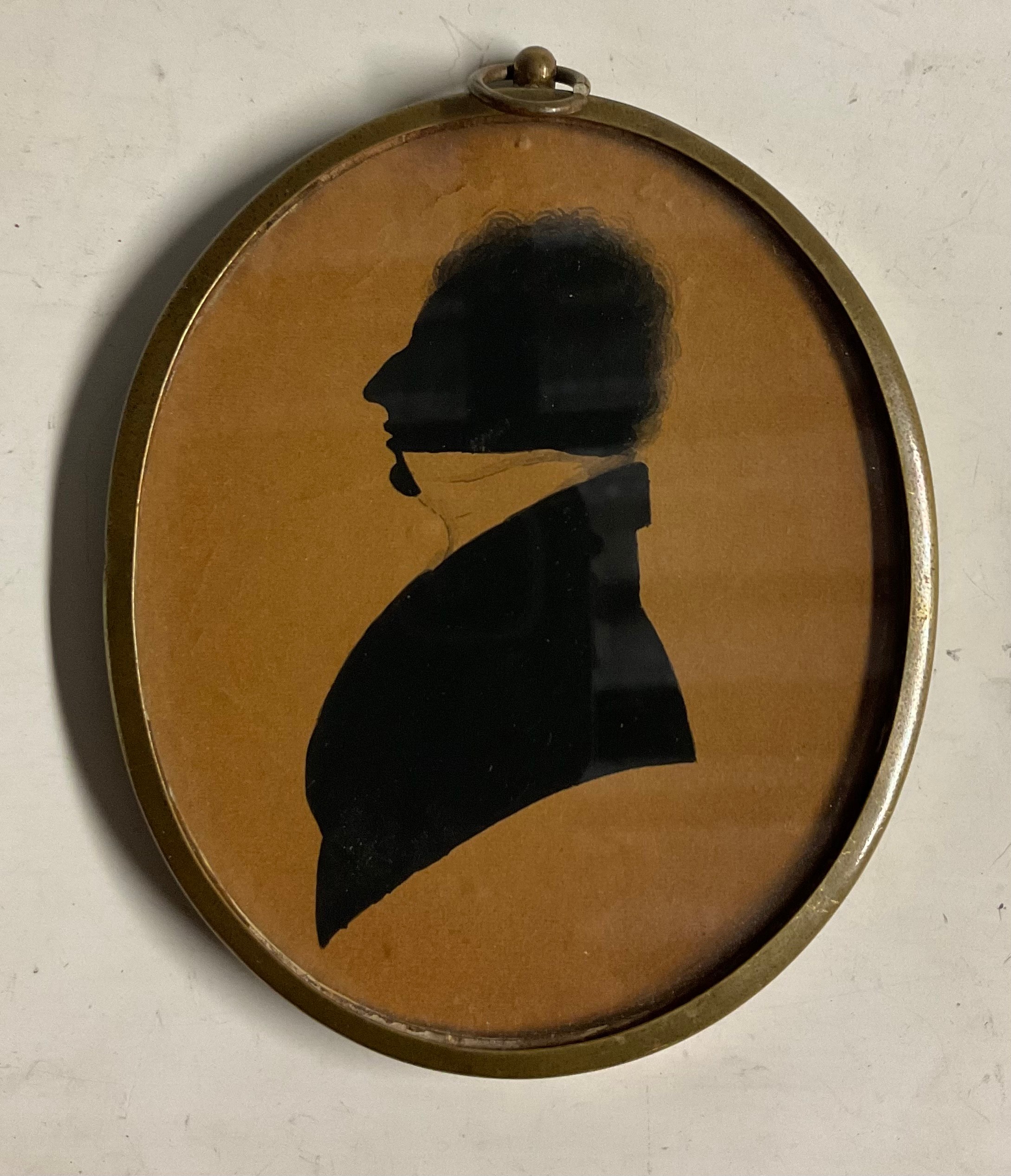 English School (19th century), a silhouette, of a gentleman, with frizzy hair and a stiff collar,