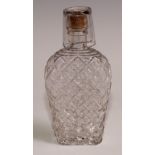A 19th century glass travelling hip flask and tubler, H Pochet's Patent, 17cm long