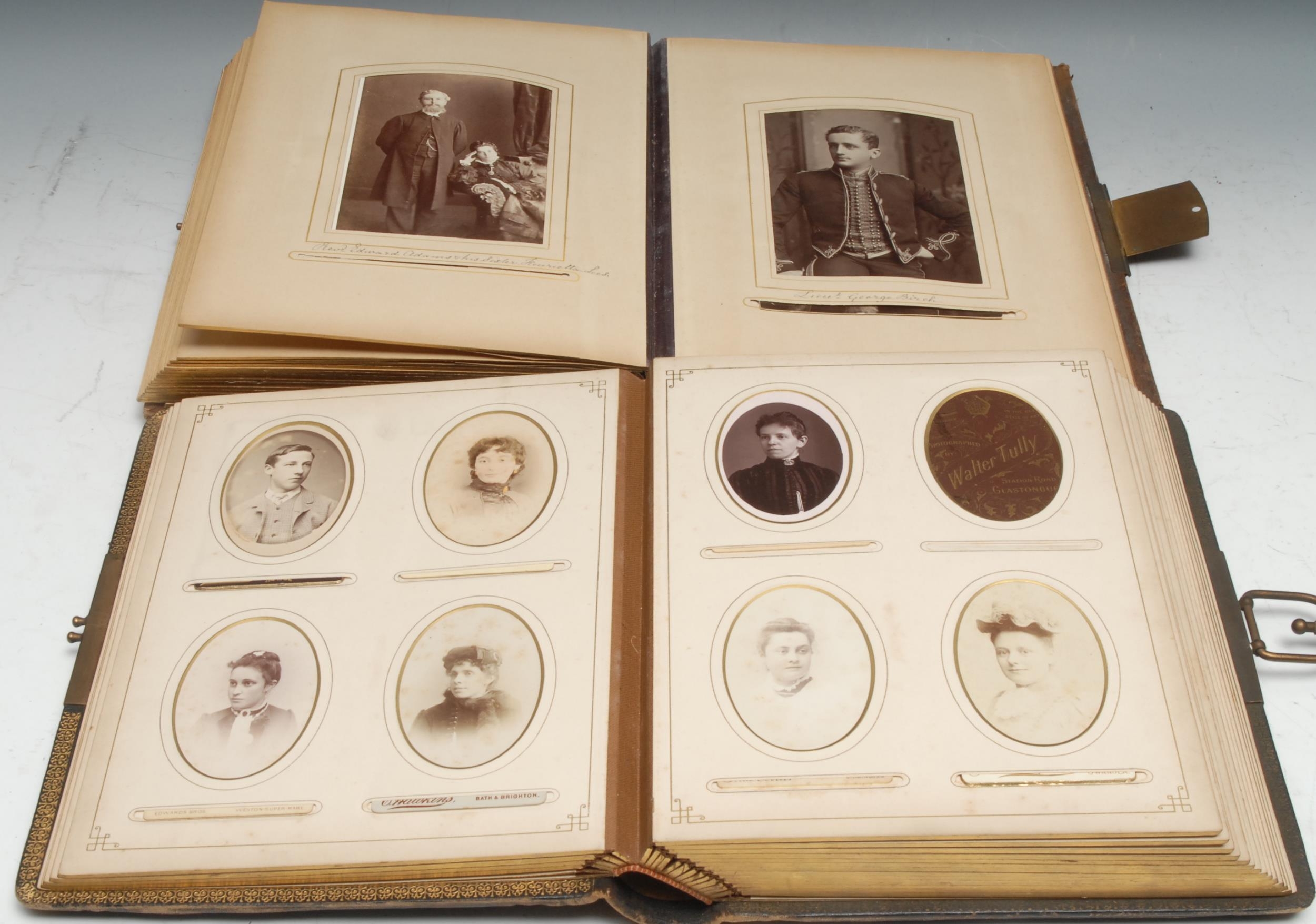 Photography - a late 19th century tooled leather carte de visite album, containing mostly single - Image 5 of 5