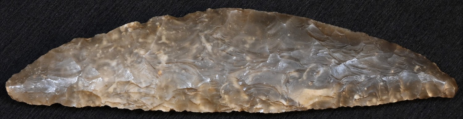 Antiquities - Late Bronze Age, a Danish flint sickle, curved blade, 14.6cm long, Aalborg, North - Image 2 of 2