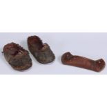 A pair of 19th century Ottoman child’s shoes, 13cm long, old collector’s label inscribed