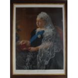 Royalty - a large chromolithograph portrait, Queen Victoria, after an oil painting taken from a