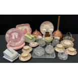 Ceramics & Glass - Gilmour's advertising ashtray; plates, part tea set, continental dressing table