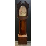 A George III oak longcase clock by Benjamin Smith of Alfreton, painted brass face with Roman