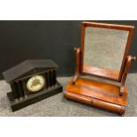 A Victorian mahogany toilet mirror, 58.5cm tall x 45.5cm wide, c.1880; a Victorian black slate