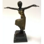 Demétre Chiparus (1886-1947) , after, a bronze figure as an Art Deco Dancer, signed to base, stepped