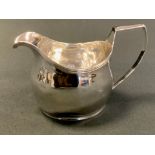 A George III silver jug, reeded rim, angular handle, 7.5cm high, London 1814, 3.13toz