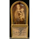 After Filippo Lippi, Madonna and Child, 19th century print, Italian Renaissance Revival arch-top