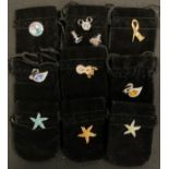 Swarovski Crystal - pin/lapel/tie pins, Mickey Mouse, Starfish, Swans, mask, Swirl etc colour