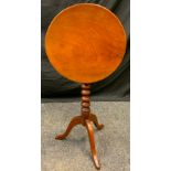 A 19th century mahogany tilt-top side table, circular top, tripod base with bobbin-turned support,
