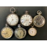 A Victorian silver pair cased pocket watch, Birmingham 1864; open face pocket watch, Chester 1900;