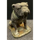 Garden Statuary - a mid 20th century reconstituted stone statue of a British Bulldog, 43cm tall.