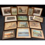 Pictures and prints - J. R. Dickinson, a pair, Mediterranean coastal scenes, signed, watercolours,